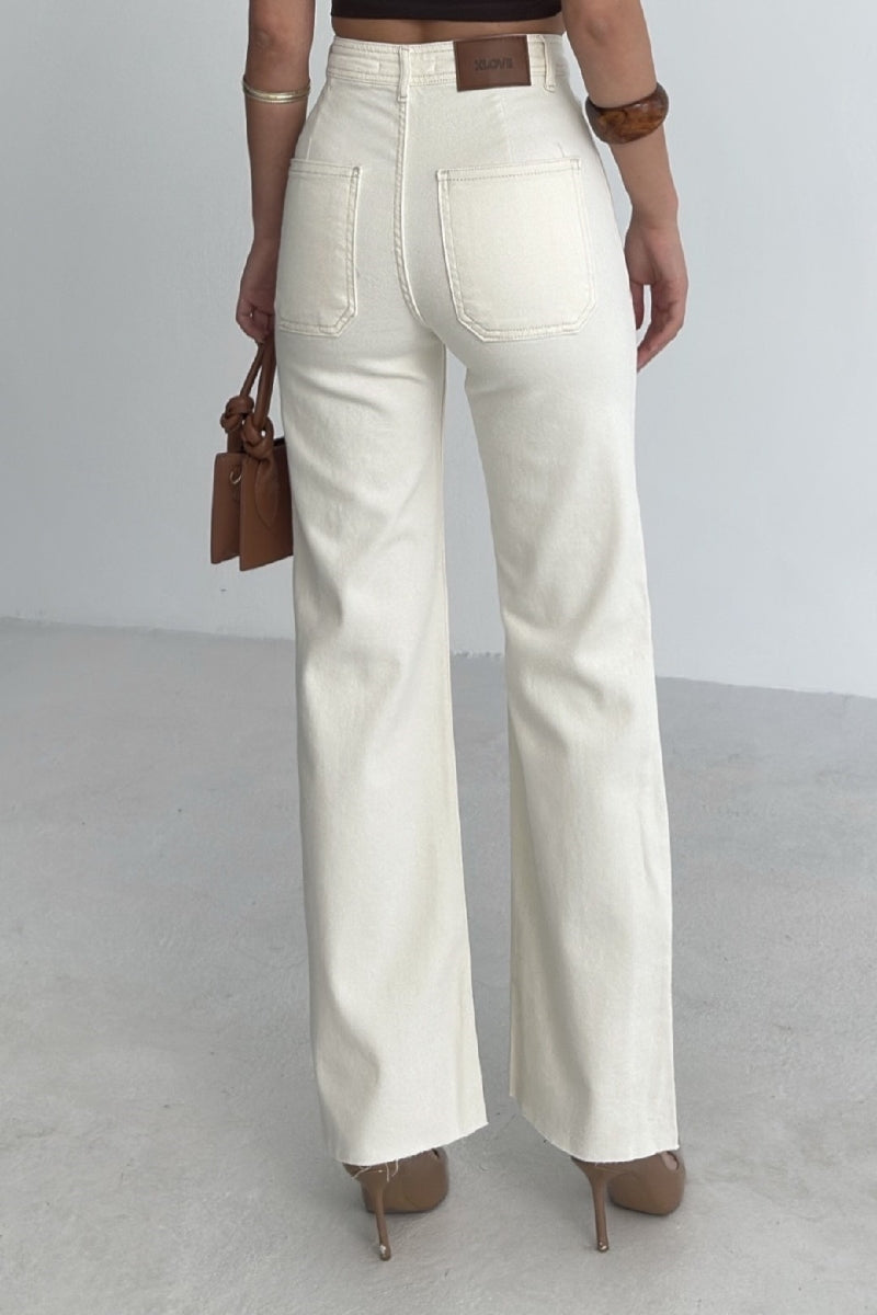 Dekoratif Cep Detaylı Palazzo Kot Pantolon