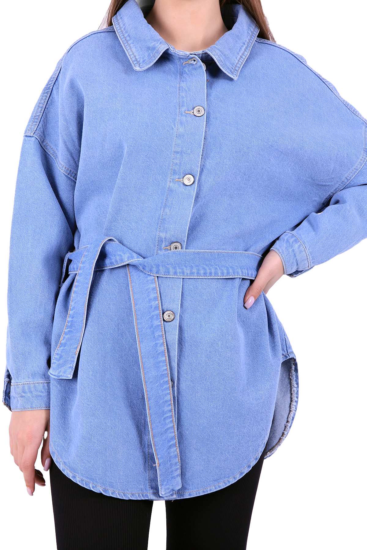 Sırtı Düğme Detaylı Asma Cepli Kot Gömlek 611
