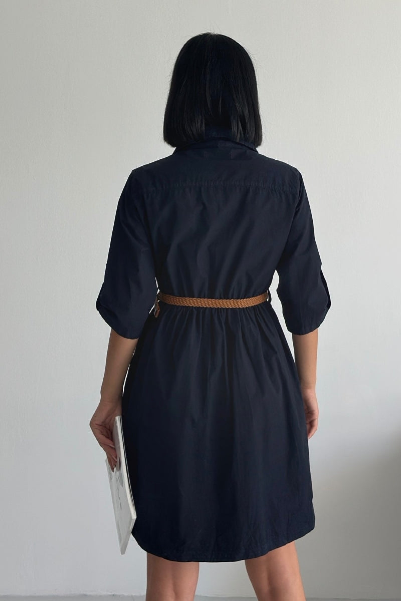 Büzgü Detaylı Kısa Kot Elbise