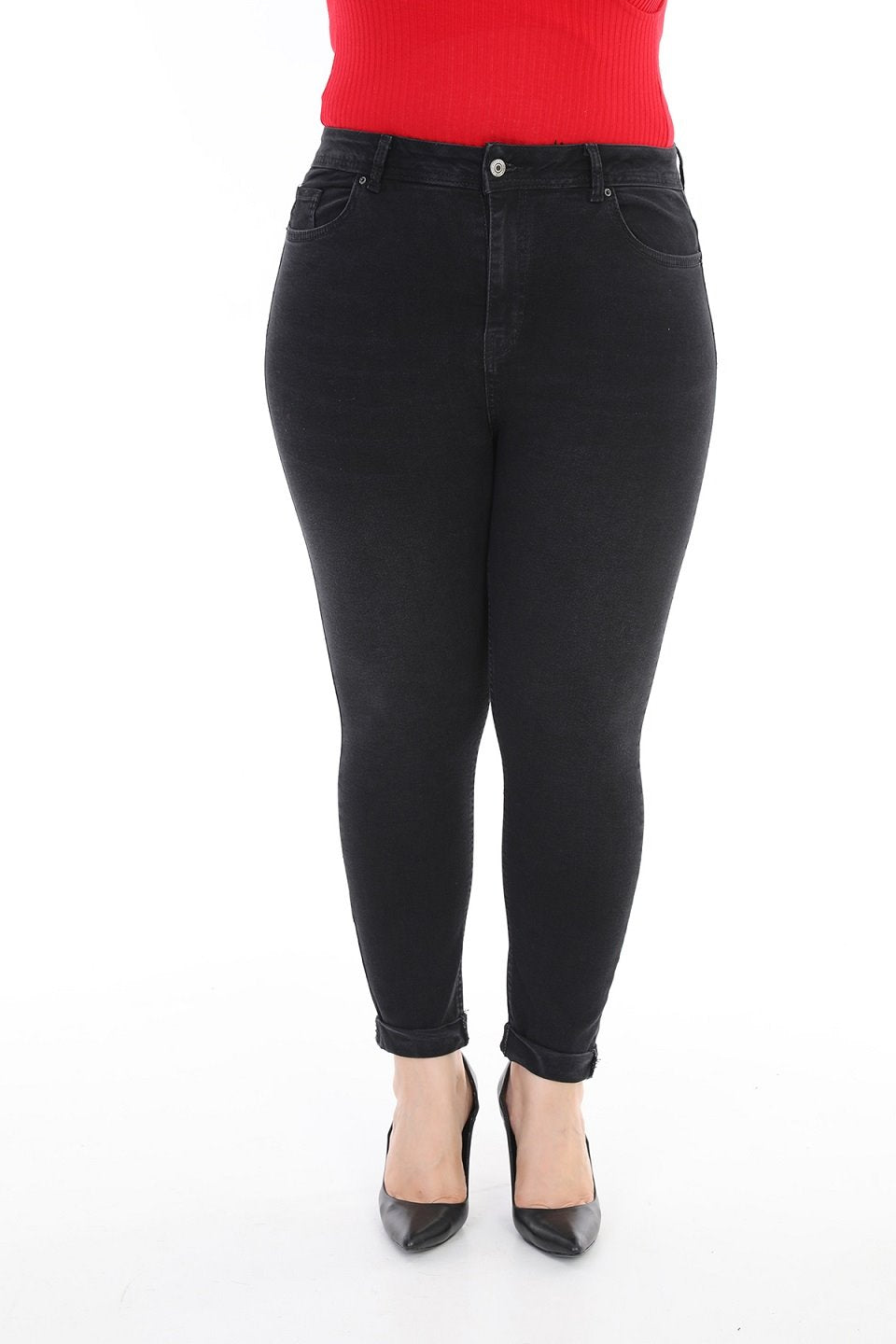 Duble Paça Skinny Kısa Boy Kot Pantolon 820