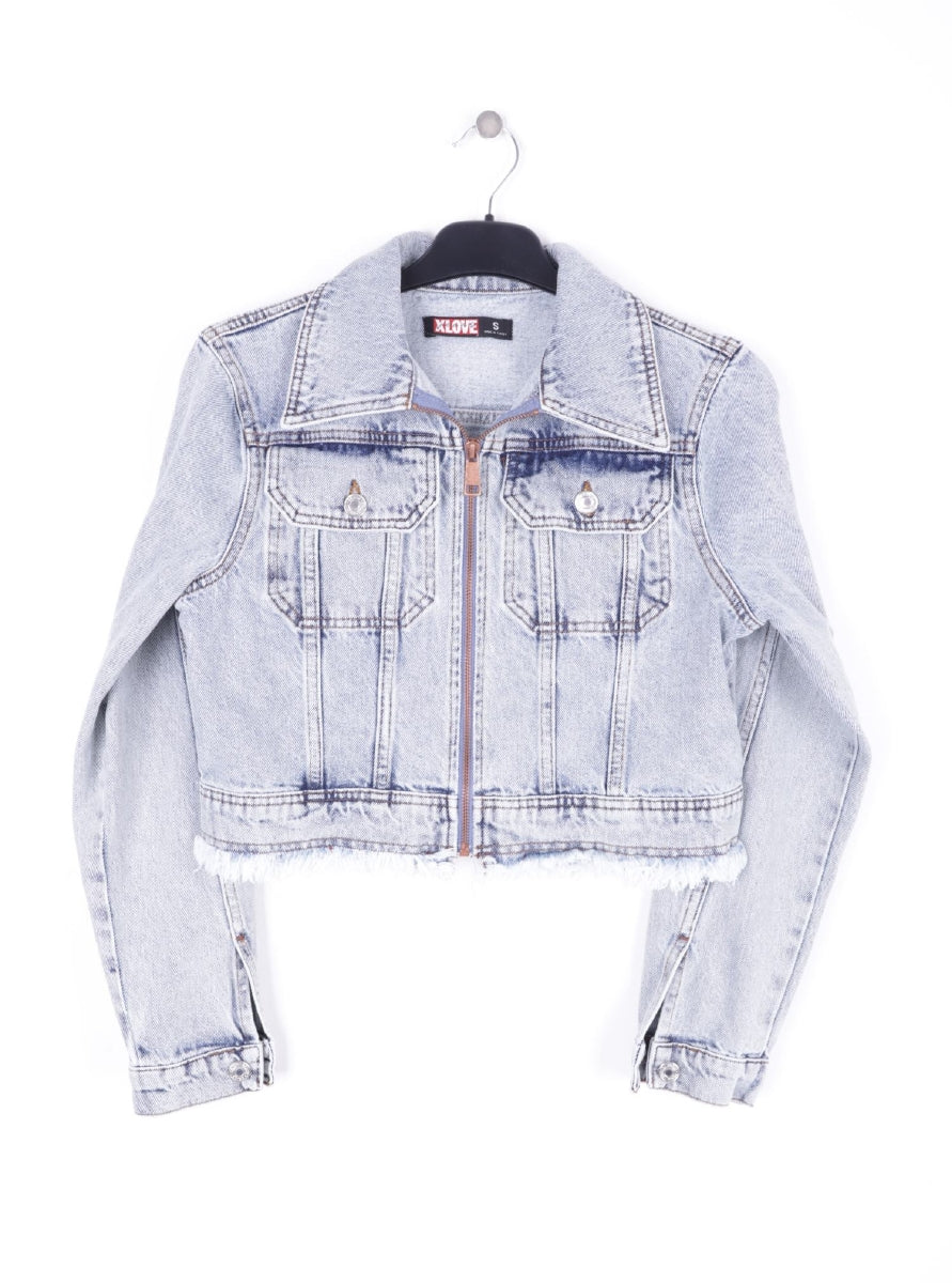 Fermuarlı Püskül Detaylı Kot Ceket