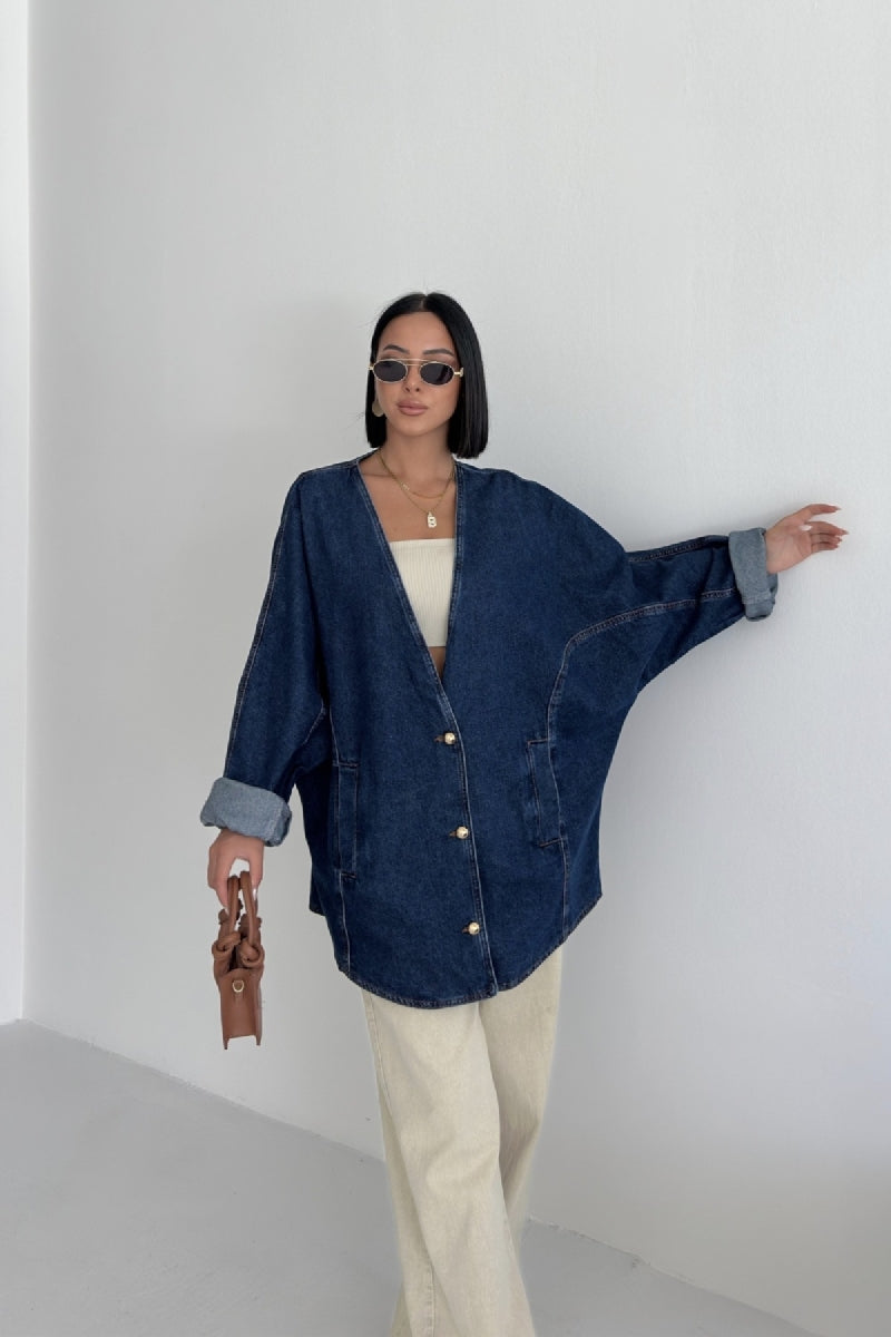 Oversize Yarasa Kollu Kot Ceket