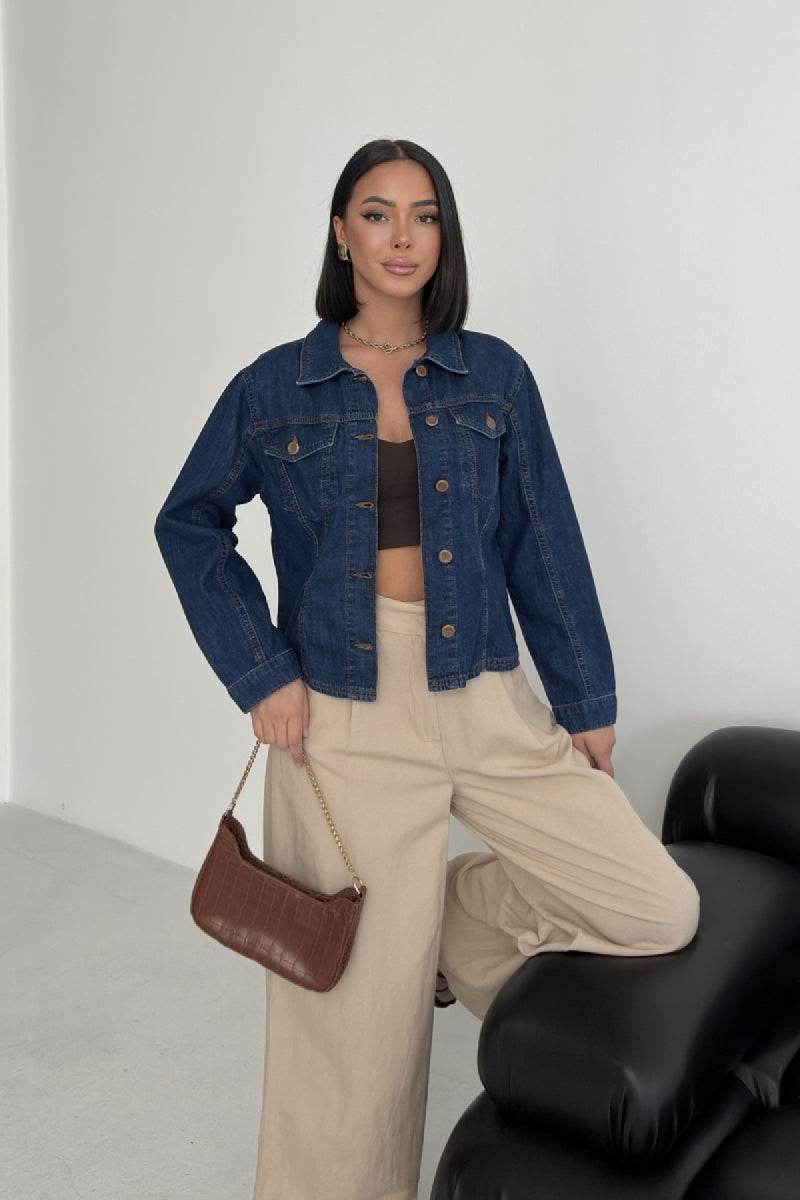 Dikiş Detaylı Kot Gömlek