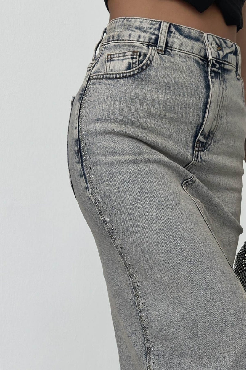 Taşlı Kot Etek 1072