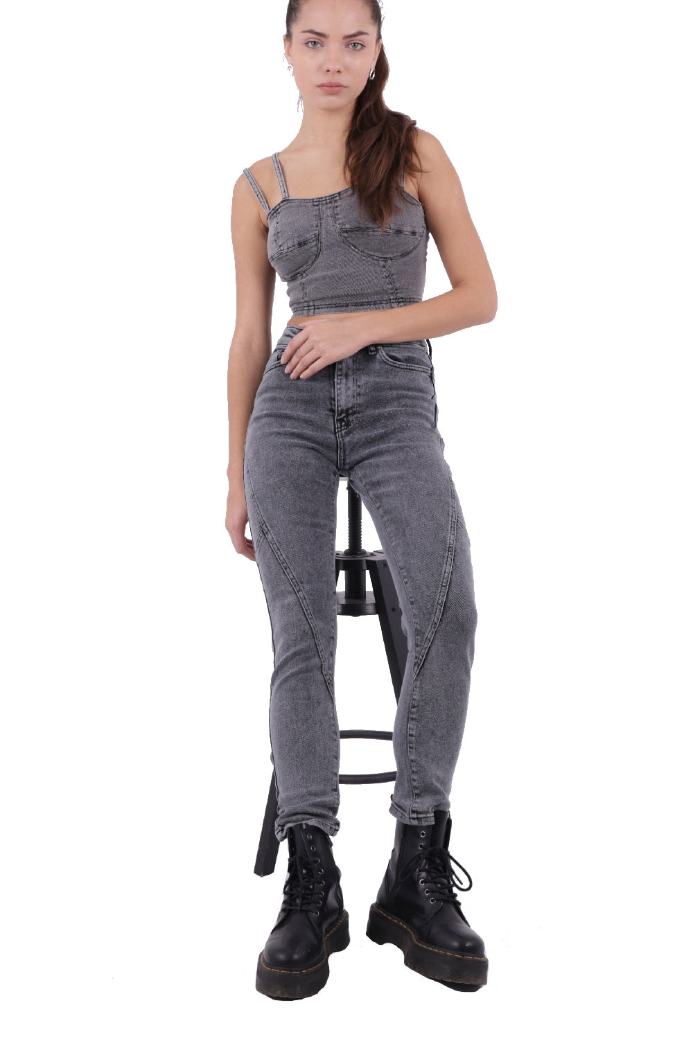 Parçalı Mom Pantolon 778