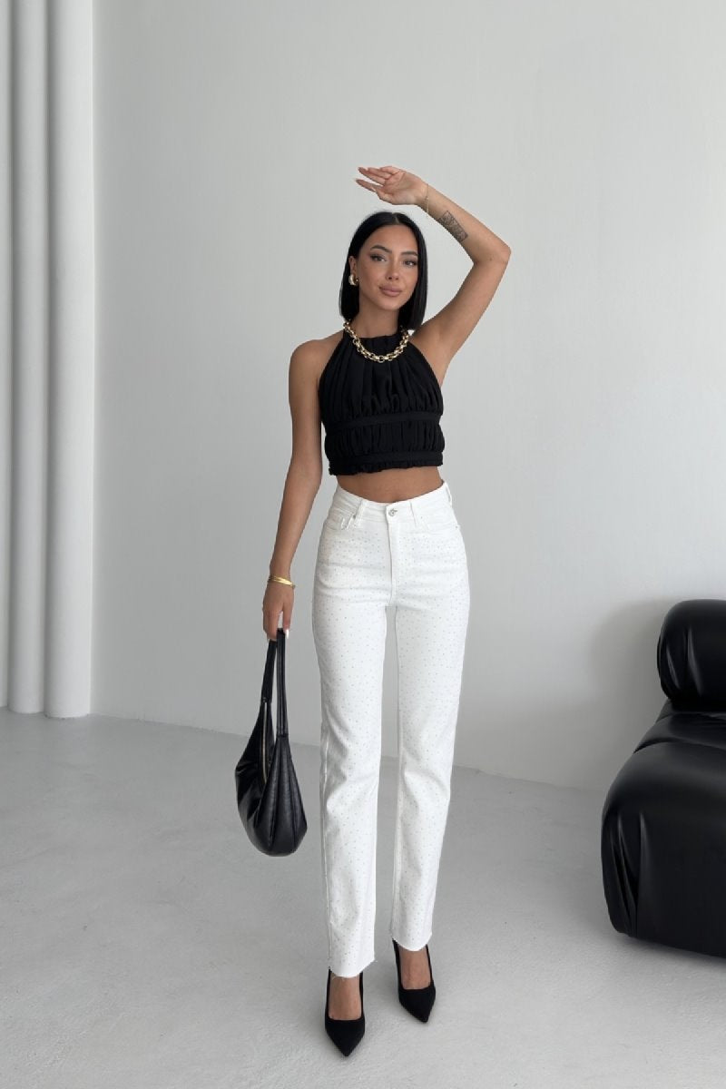 Serpme Yıldızlı Mom Fit Kot Pantolon 7040