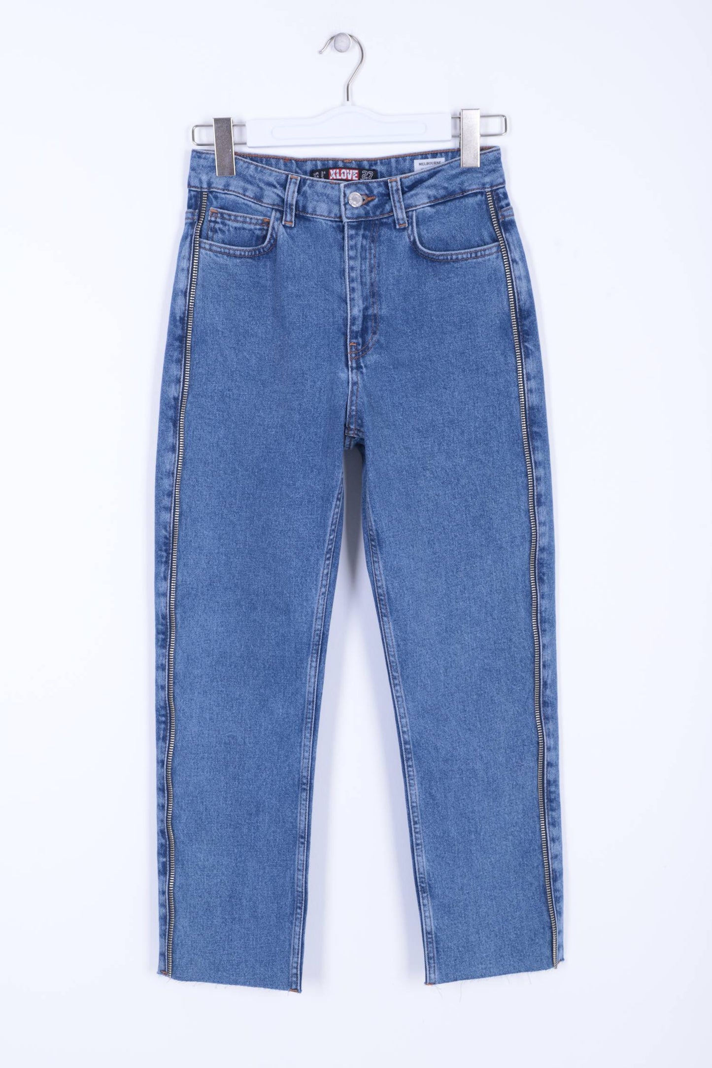 Şerit Fermuarlı Kot Pantolon 7004