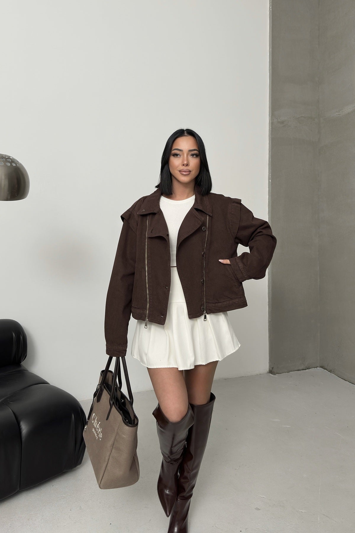 Fermuar Detaylı Kot Ceket 6141