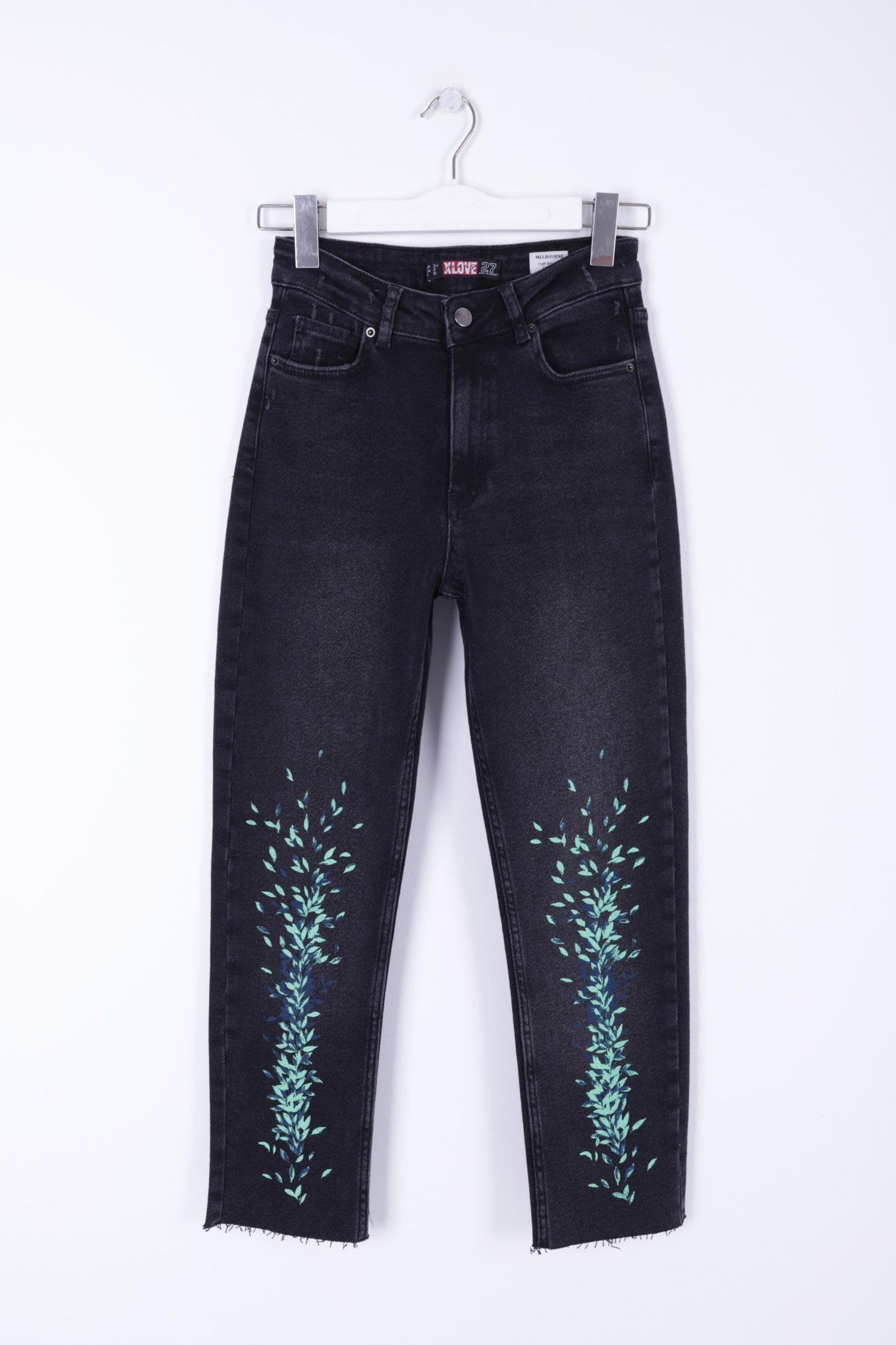 Paçası Baskılı Kesik Paça Kot Pantolon