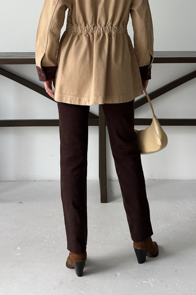 Şerit Detaylı Mom Fit Kot Pantolon