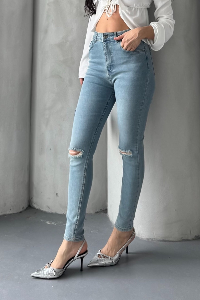 Dizi Yırtık Kot Pantolon