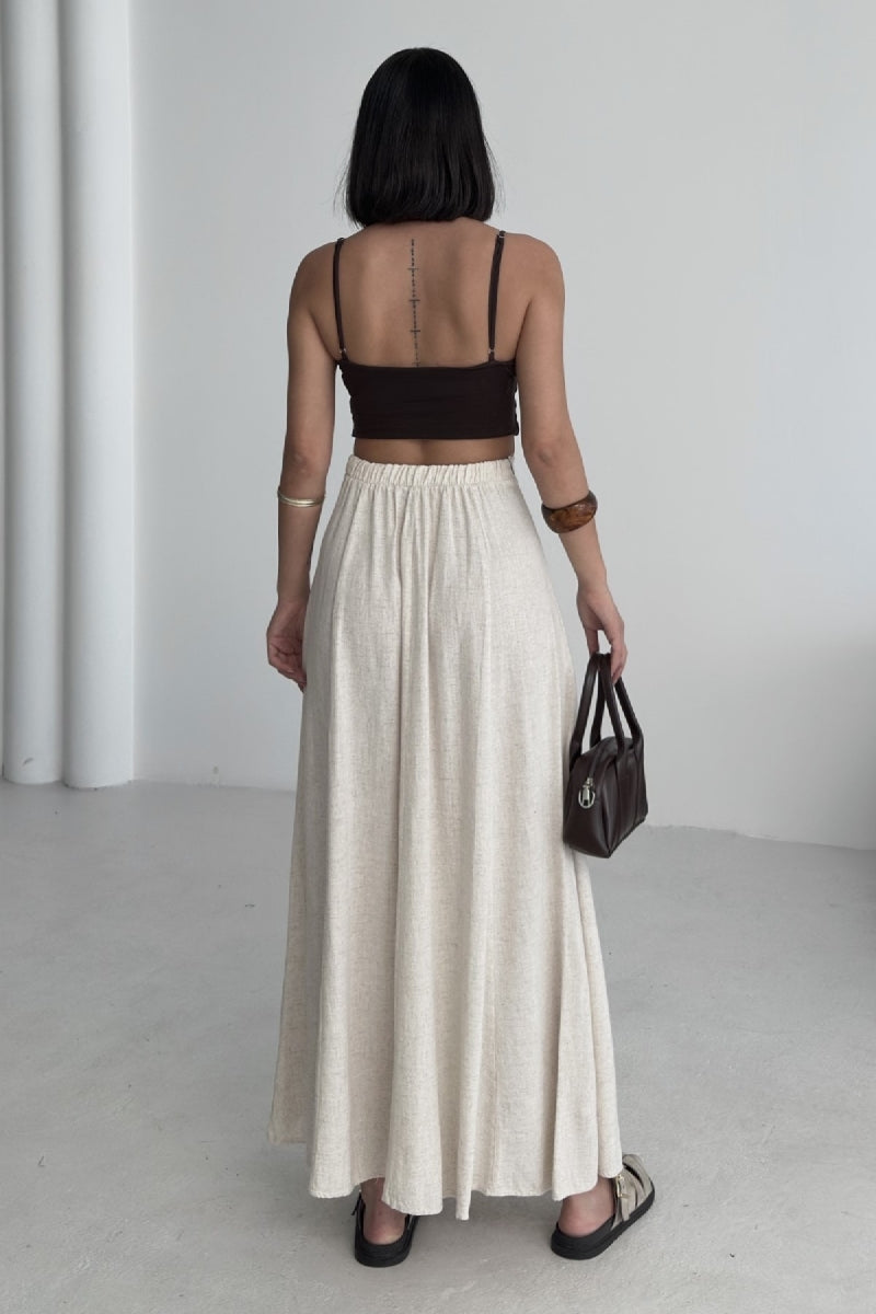 Lastikli Uzun Keten Etek