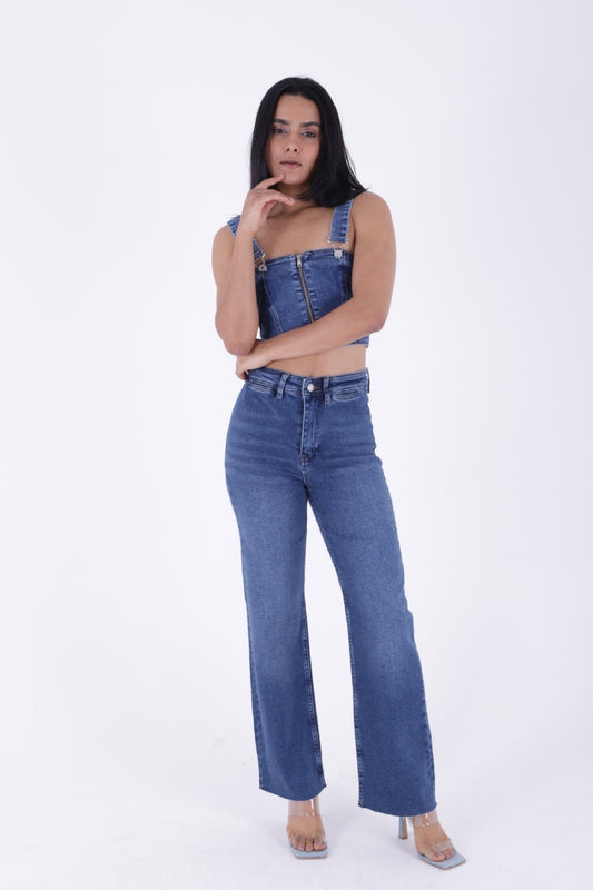 Palazzo Jeans with Decorative Pocket Detail