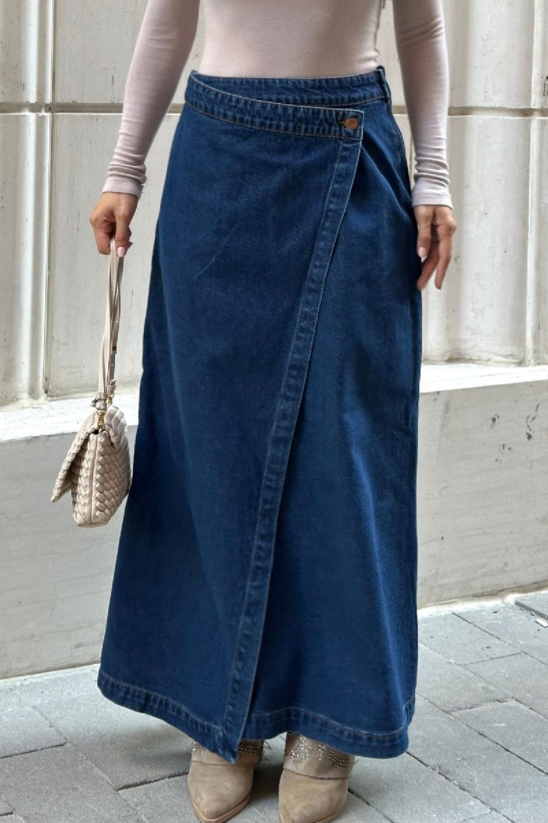 Kapaklı Uzun Boy Kot Etek