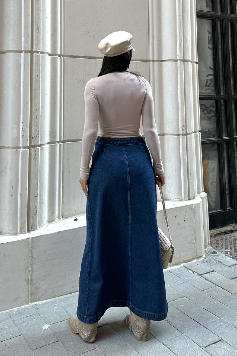 Kapaklı Uzun Boy Kot Etek