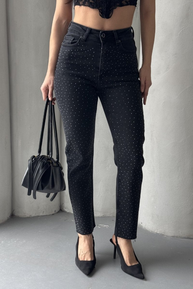 Serpme Yıldızlı Mom Fit Kot Pantolon 7040