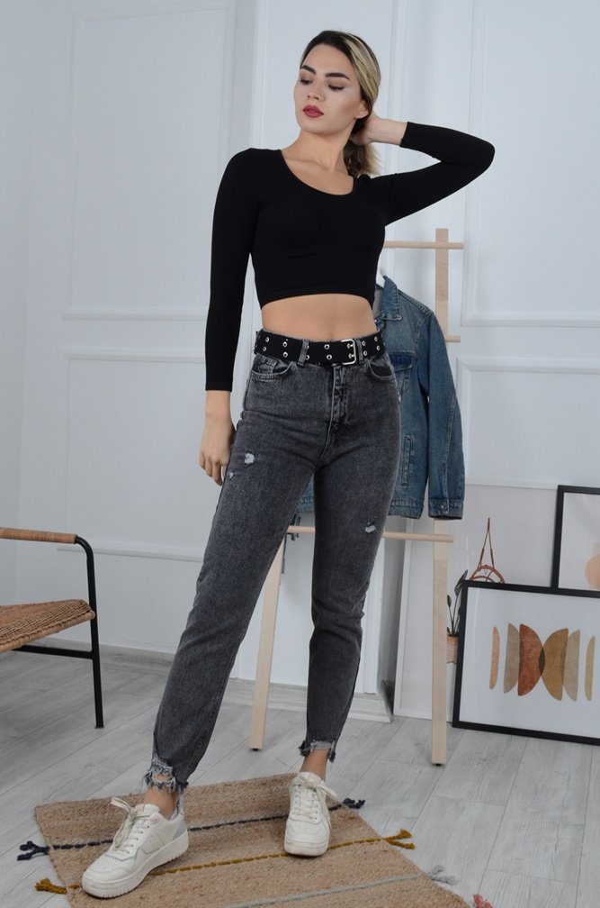 Paçası Mom Fit Kot Pantolon 884
