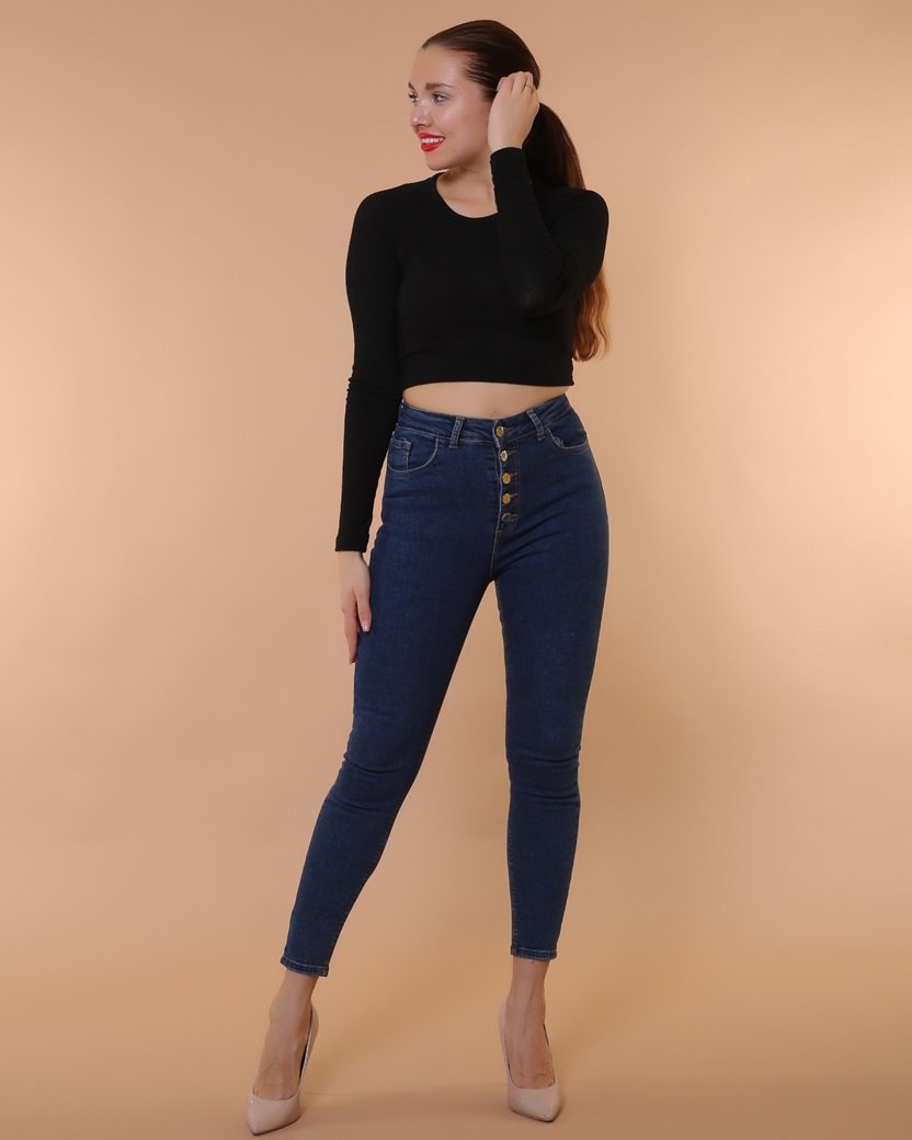 Önü 5 Düğmeli Skinny Kot Pantolon 755