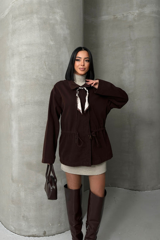 Bel Büzgü Detaylı Kot Ceket 6145