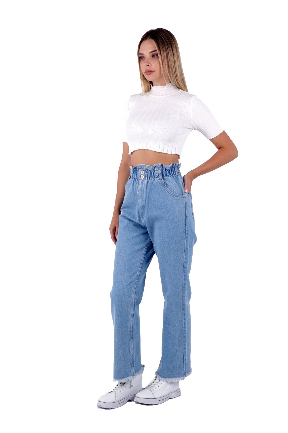 Beli Lastikli Bol Paça Relax Kot Pantolon 789