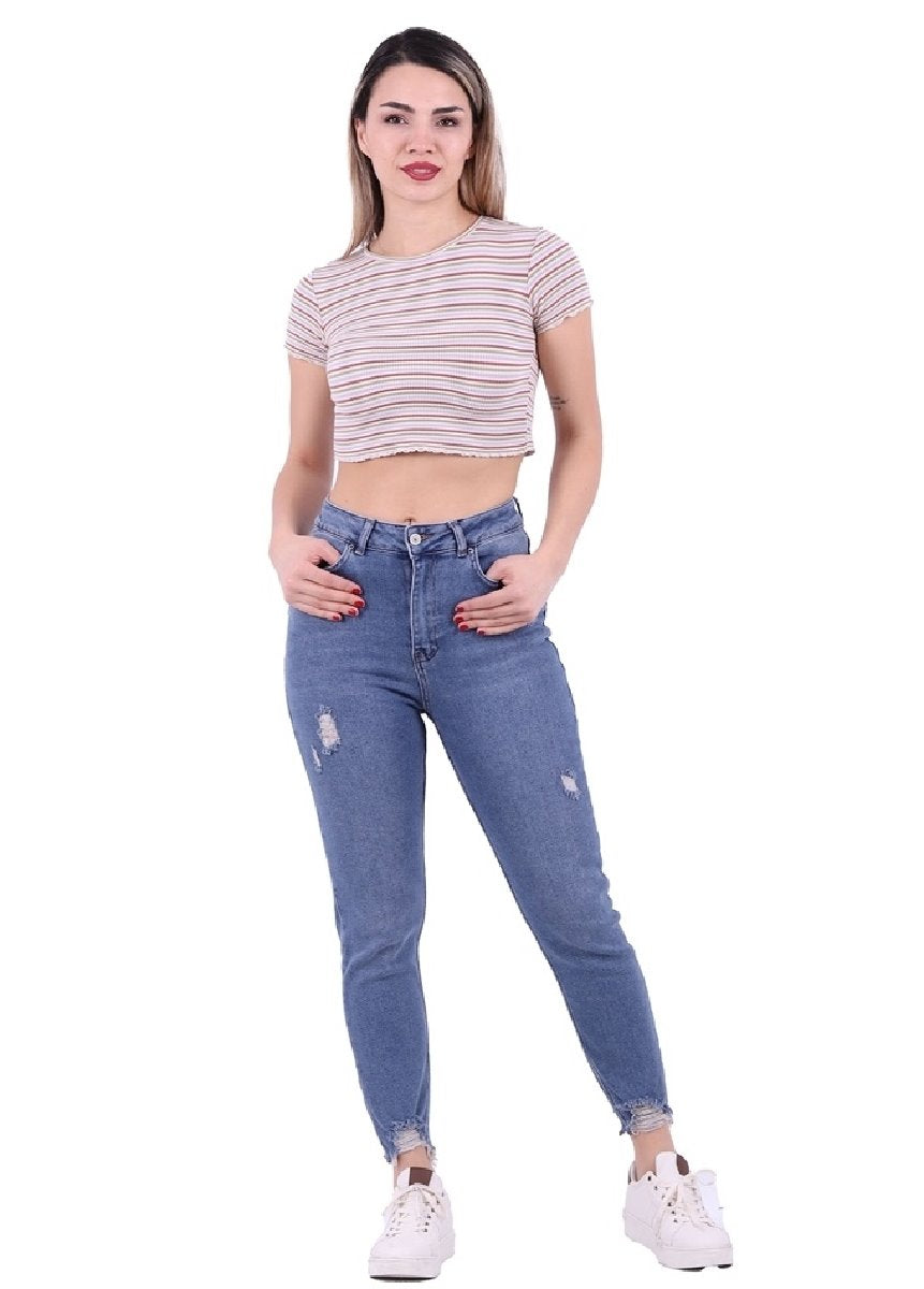 Paçası Mom Fit Kot Pantolon 884