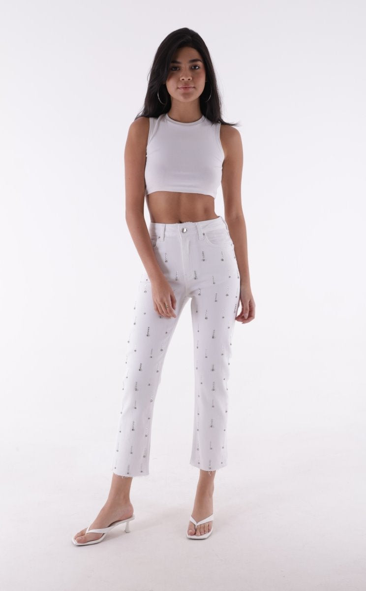 Tek Taraflı Droplı Mom Fit Kot Pantolon 7038