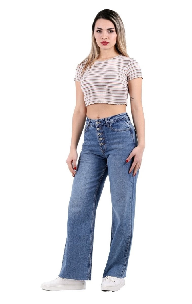 Dikişsiz Paça Beş Düğmali Relax Kot Pantolon 917