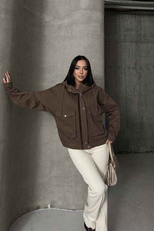 Kapüşonlu Kot Ceket 6226