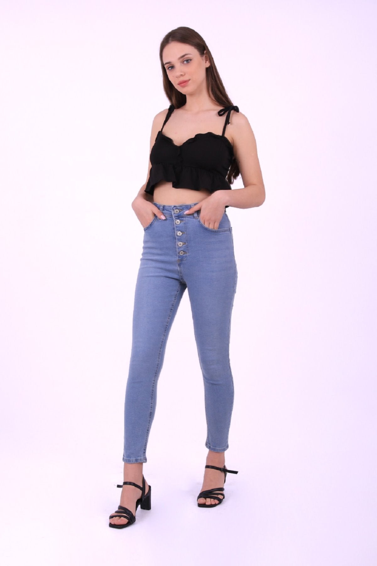Önü 5 Düğmeli Skinny Kot Pantolon 755