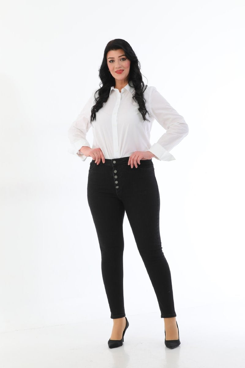 Önü Beş Düğmeli Skinny Kot Pantolon 555