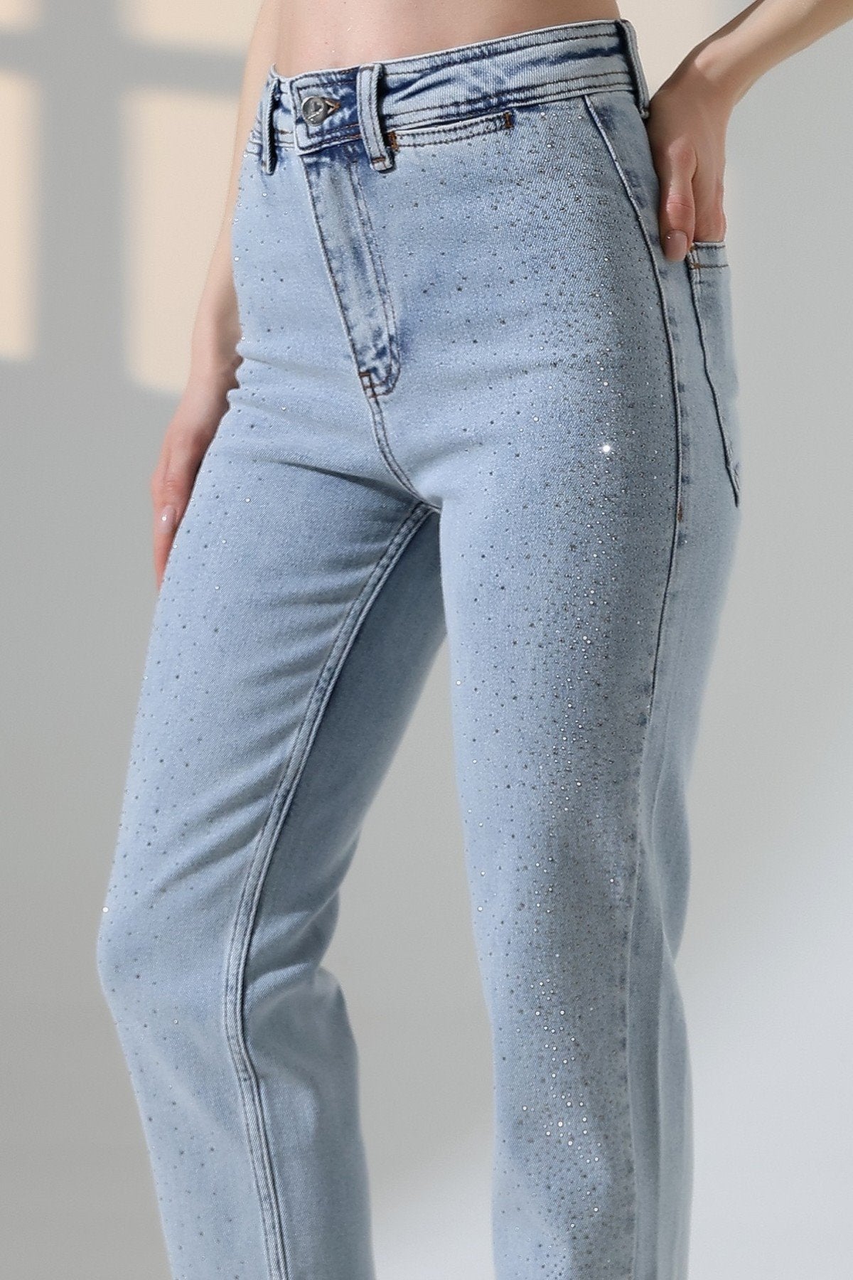 Serpme Taşlı  Relax Kot Pantolon 7193