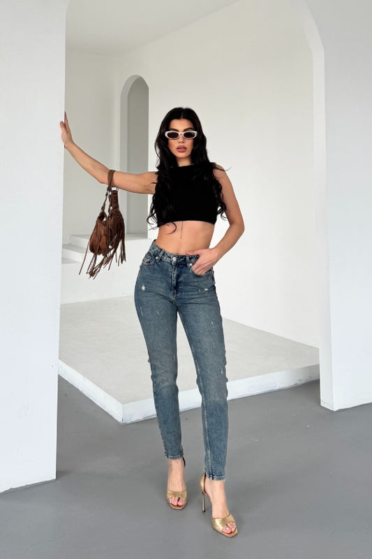 Tık Likra Kot Pantolon 7036