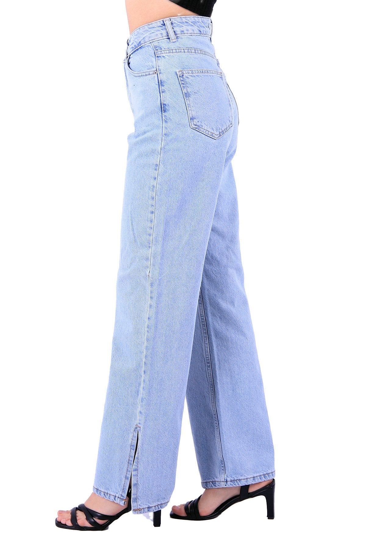 Paçası Yırtmaçlı Mom Fit Kot Pantolon 1732