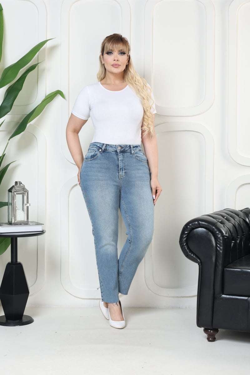 Dikişsiz Paça Mom Fit Kot Pantolon 764