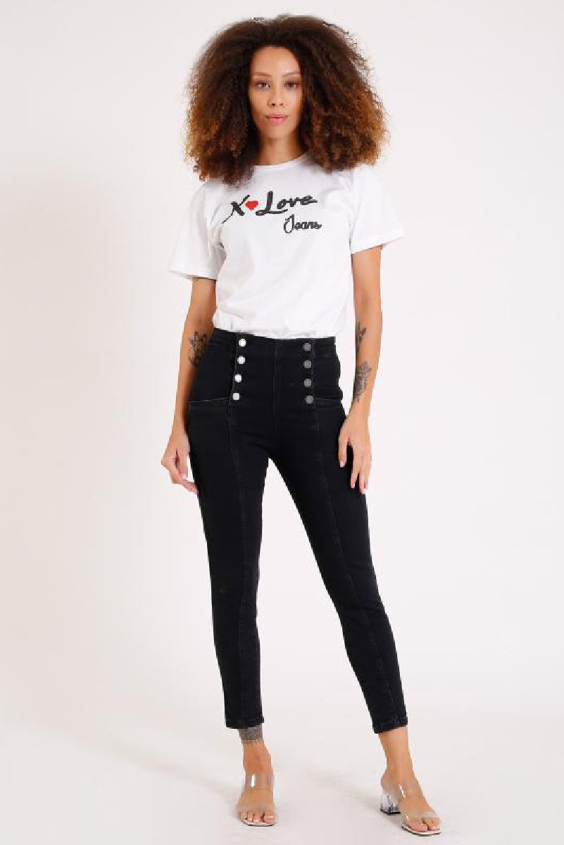 Yandan Bağcıklı Kot Pantolon 725