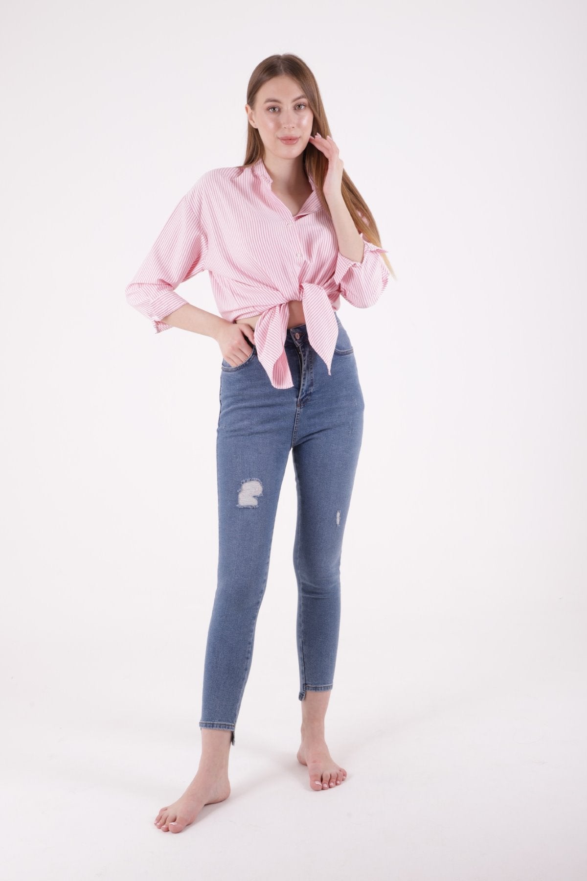 Asimetrik Paça Kot Pantolon 713