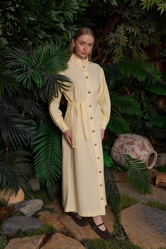 Uzun Keten Elbise HS303