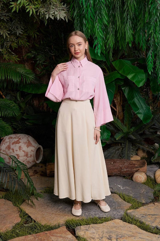 Volanlı Uzun Keten Etek HS101