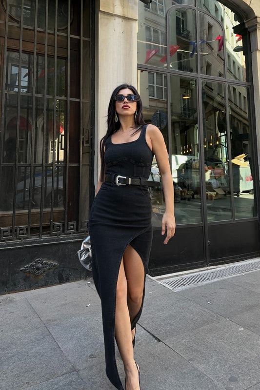 Askılı Kuplu Asimetrik Detaylı Kot 3019