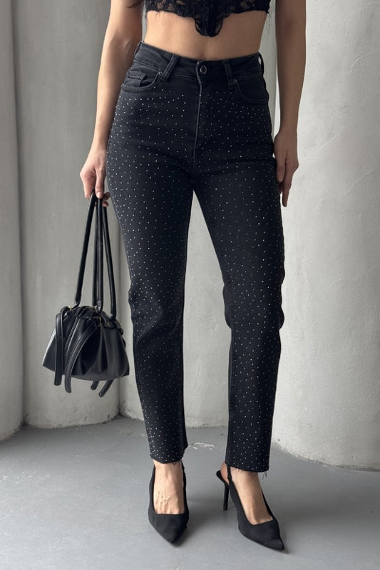 Serpme Yıldızlı Mom Fit Kot Pantolon 7040