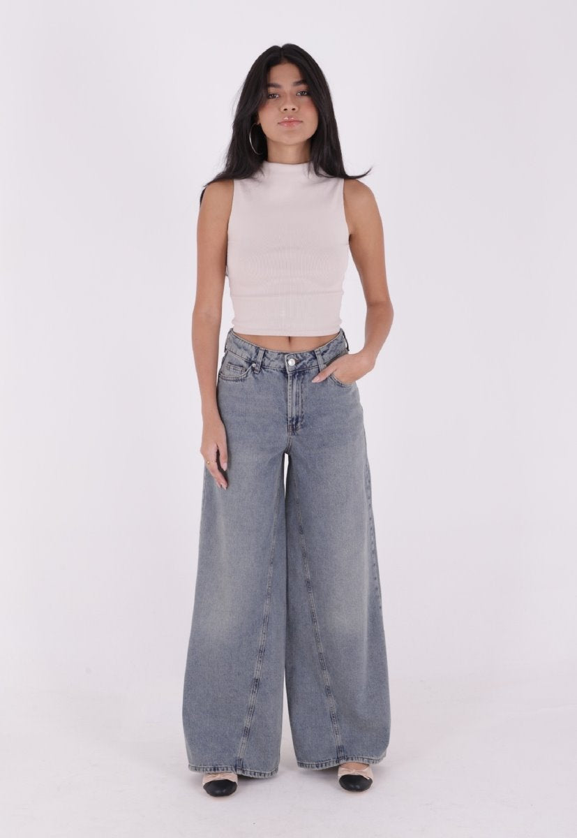 Parçalı Baggy Kot Pantolon 7045