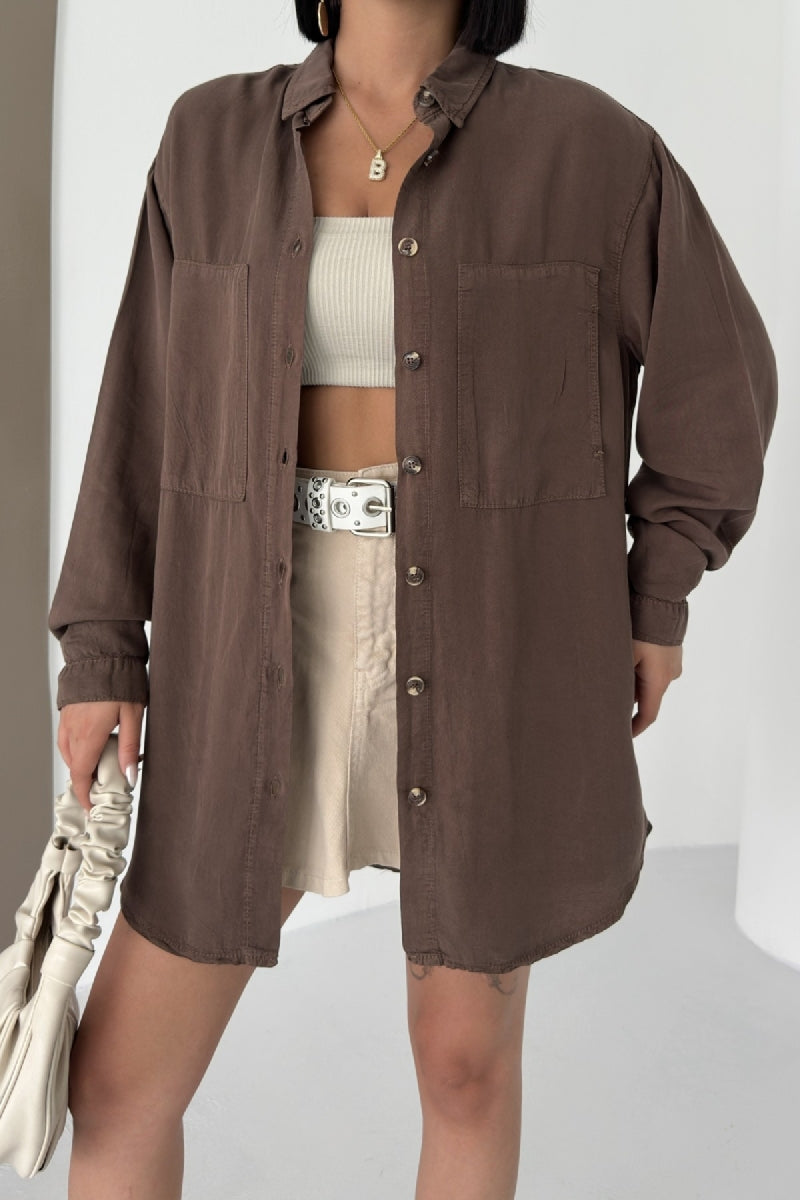 Uzun Tunik Keten Gömlek HS611