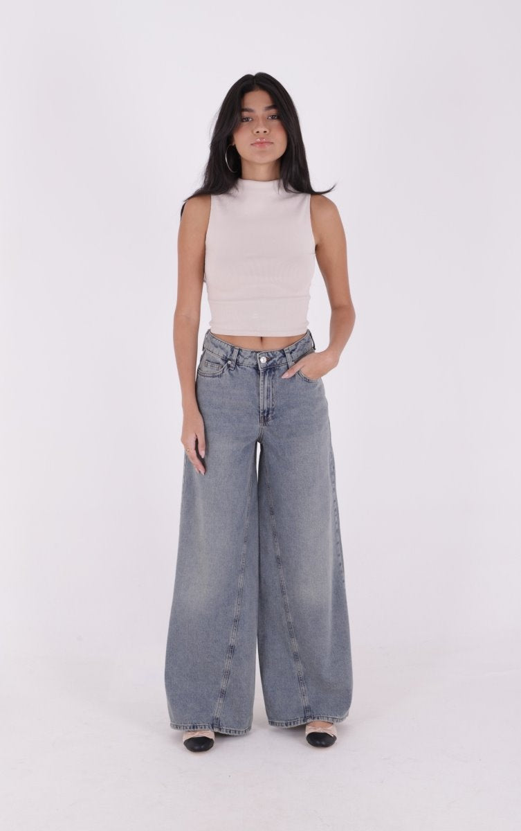 Parçalı Baggy Kot Pantolon 7045