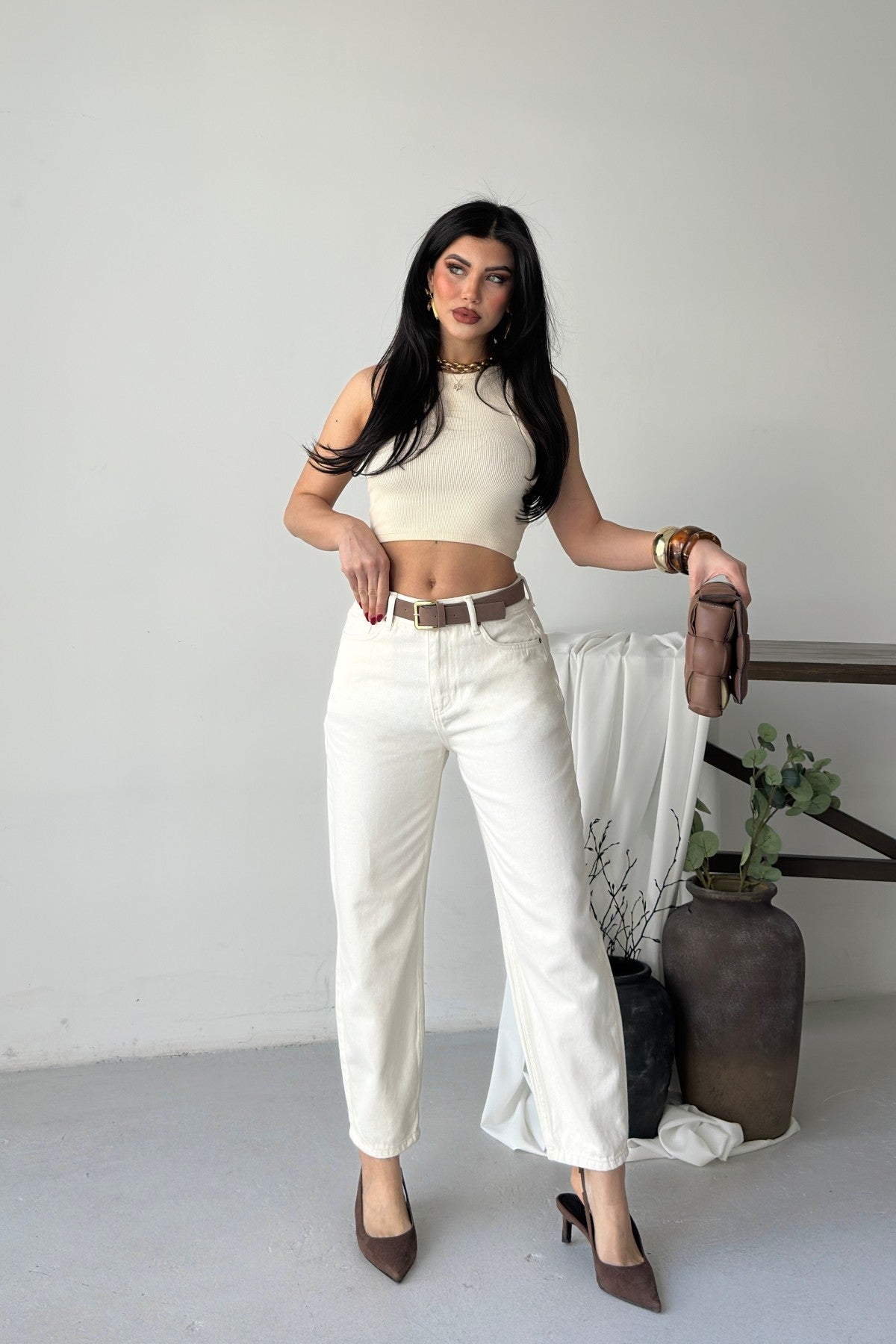 Likrasız Mom Kot Pantolon 7057