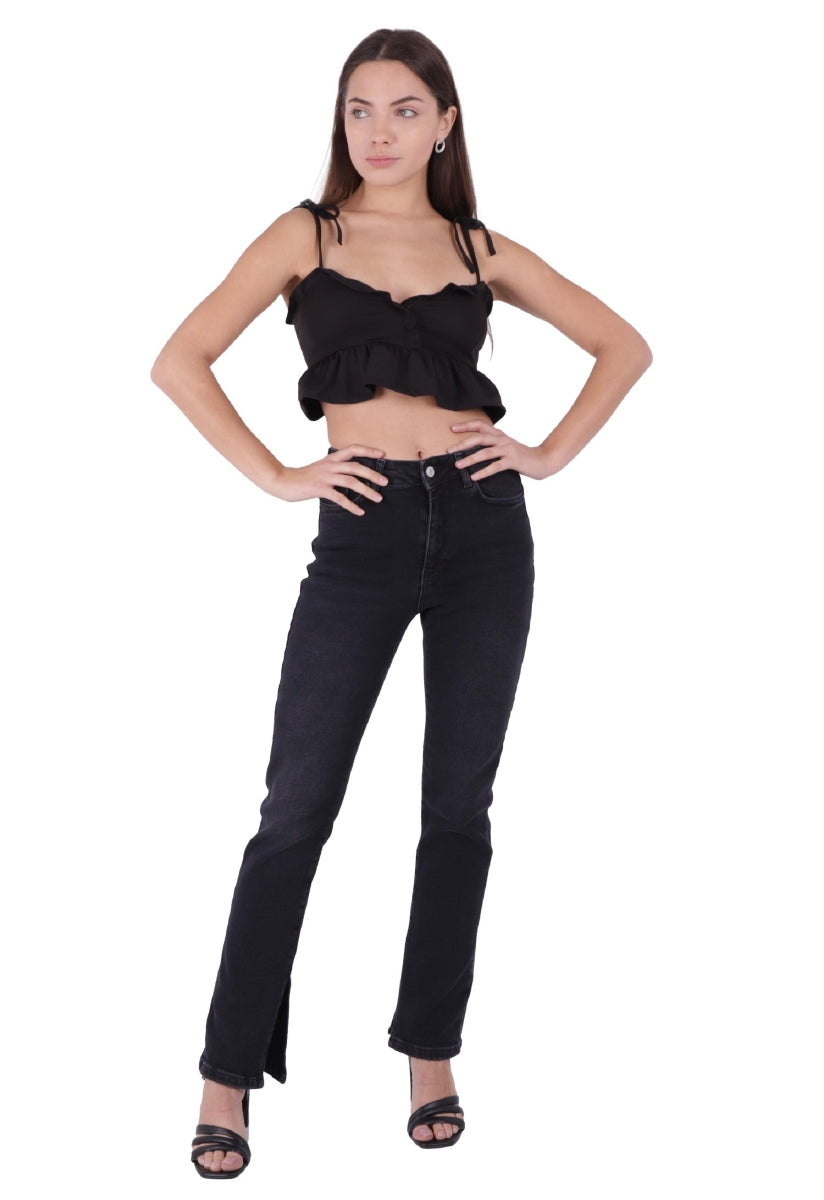 Yırtmaç Detaylı Düz Jean 1844