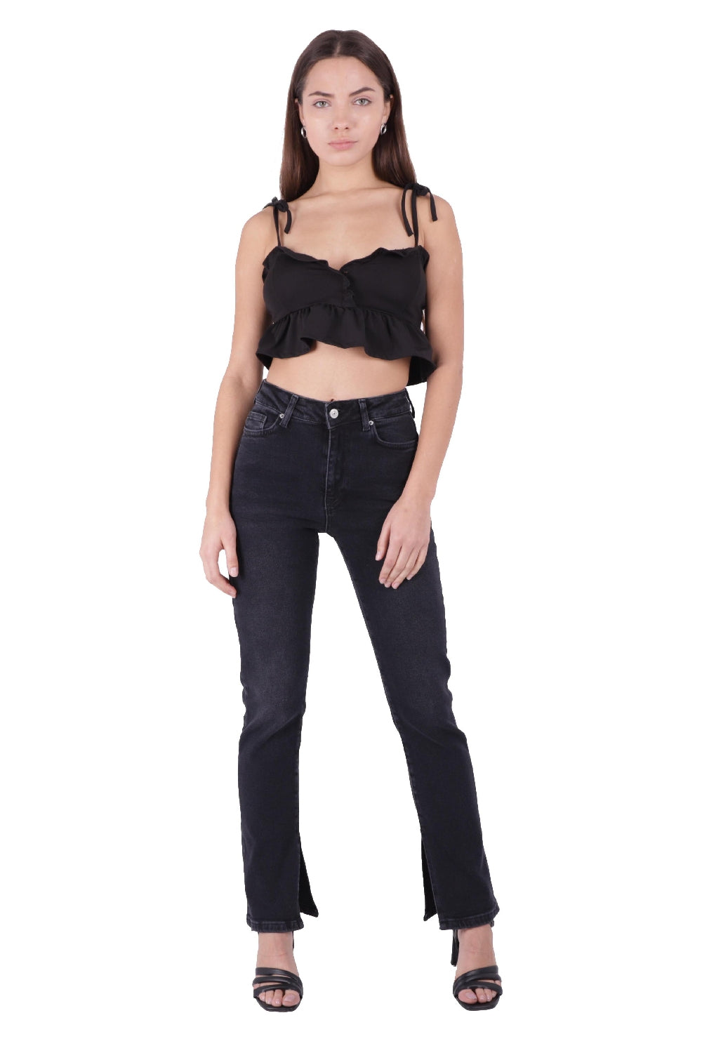 Yırtmaç Detaylı Düz Jean 1844