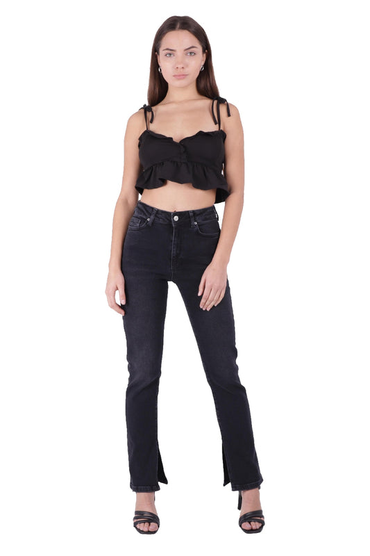 Yırtmaç Detaylı Düz Jean 1844