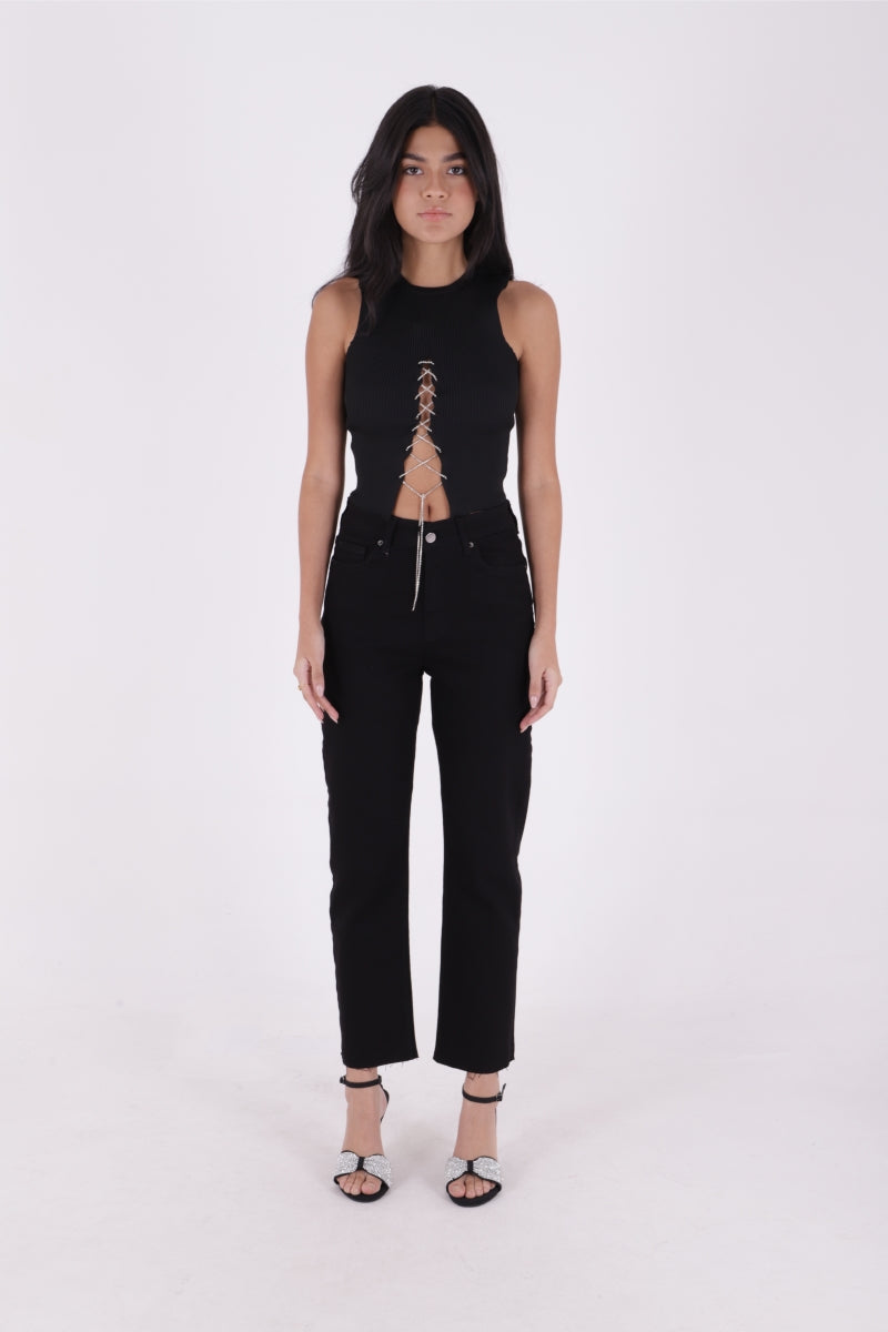Dikişsiz Paça Mom Fit Kot Pantolon 764