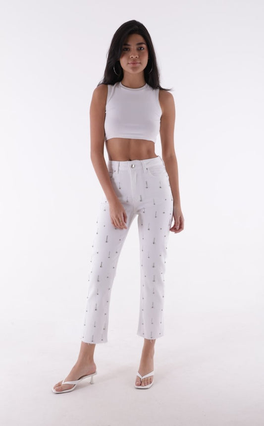 Tek Taraflı Droplı Mom Fit Kot Pantolon 7038