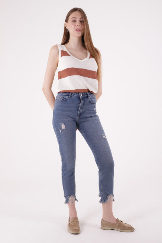 Paçası Mom Fit Kot Pantolon 884